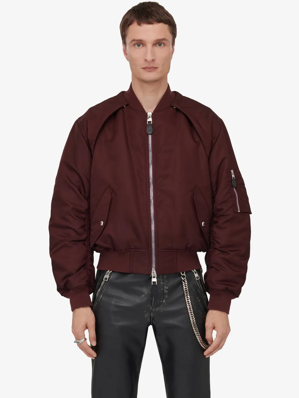 Removable Sleeve Zipper Baseball Coat