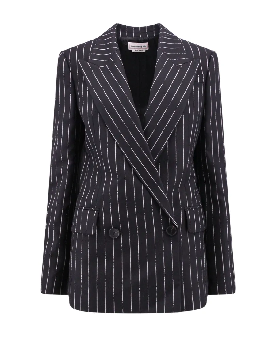 Double-Breasted Striped Blazer