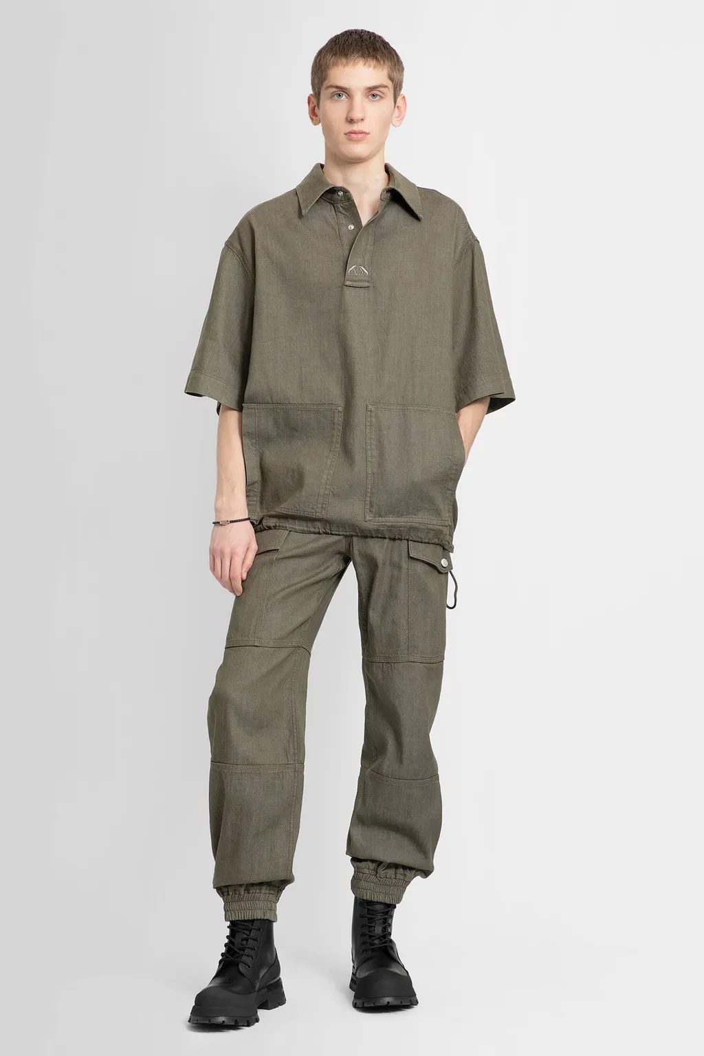 Panelled-Design Mid-Rise Cargo Trousers