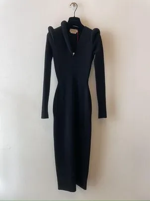 Ribbed-Knit V-Neck Midi Dress
