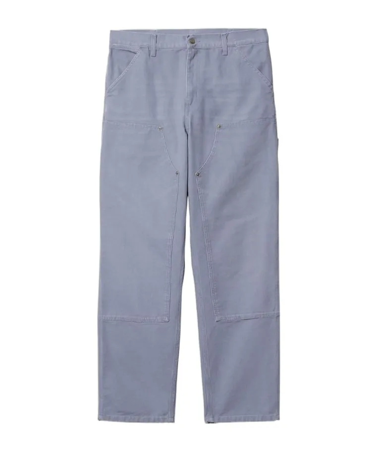 Double Knee Mid-Waist Straight-Leg Trousers
