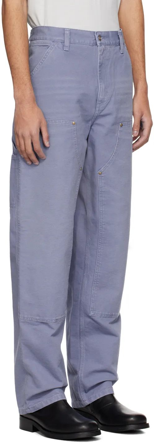 Double Knee Mid-Waist Straight-Leg Trousers