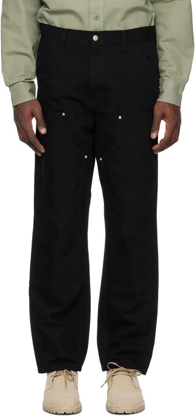 Double Knee Panelled Straight-Leg Trousers