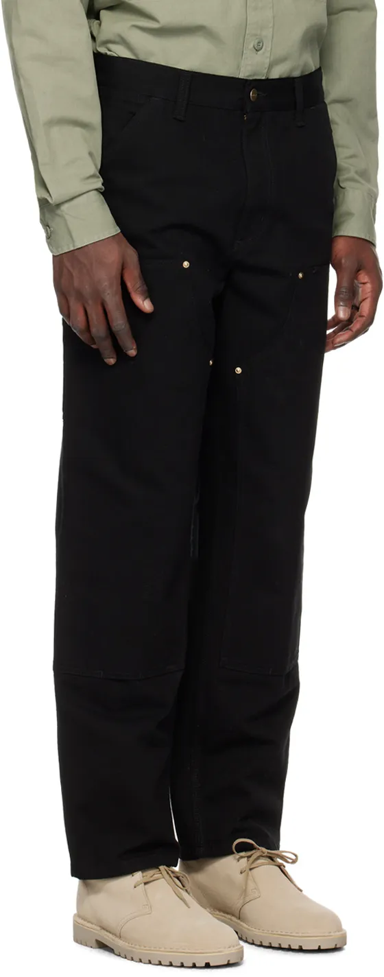 Double Knee Panelled Straight-Leg Trousers