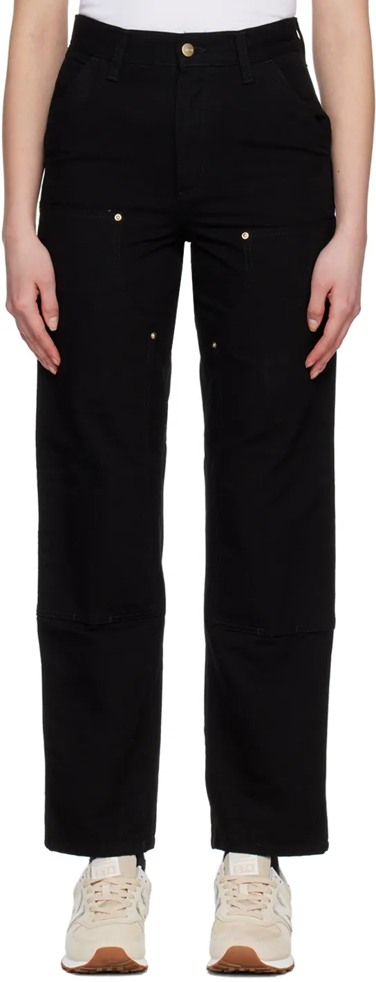 Double Knee Panelled Straight-Leg Trousers
