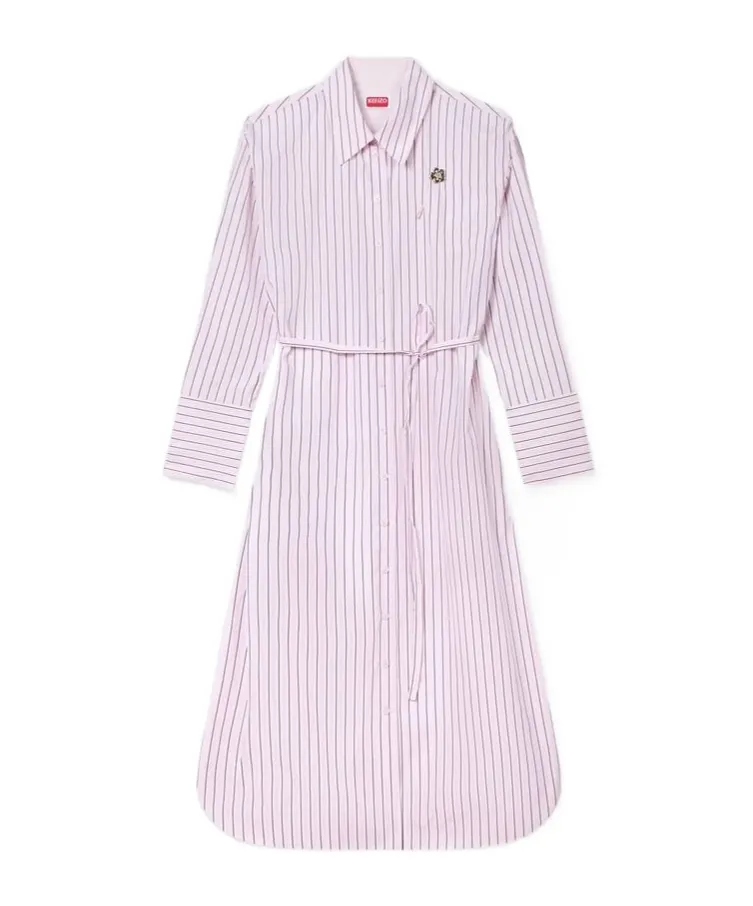 Boke Flower Pin Midi Shirting Dress In Cotton Poplin