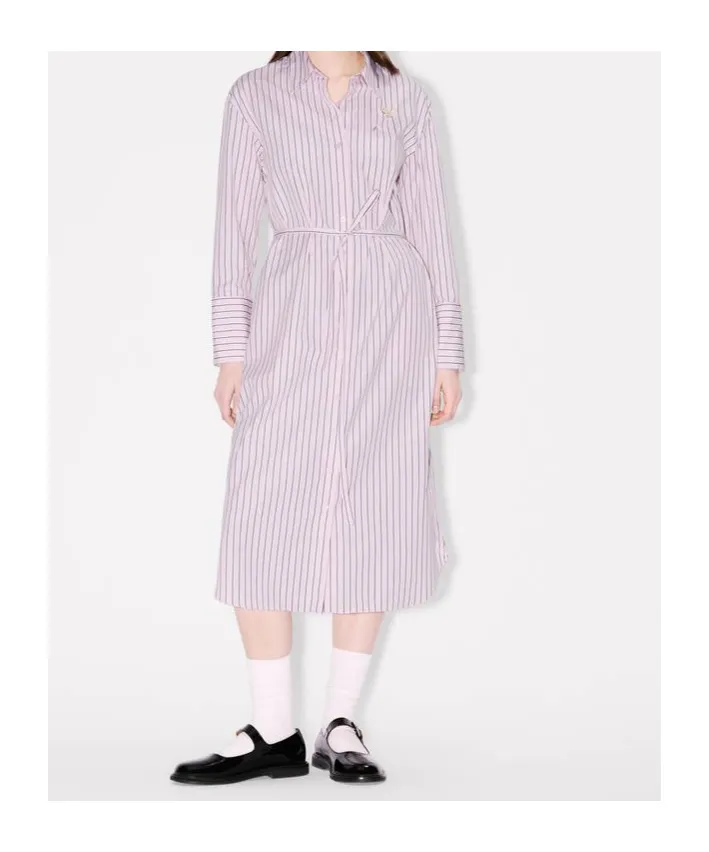 Boke Flower Pin Midi Shirting Dress In Cotton Poplin