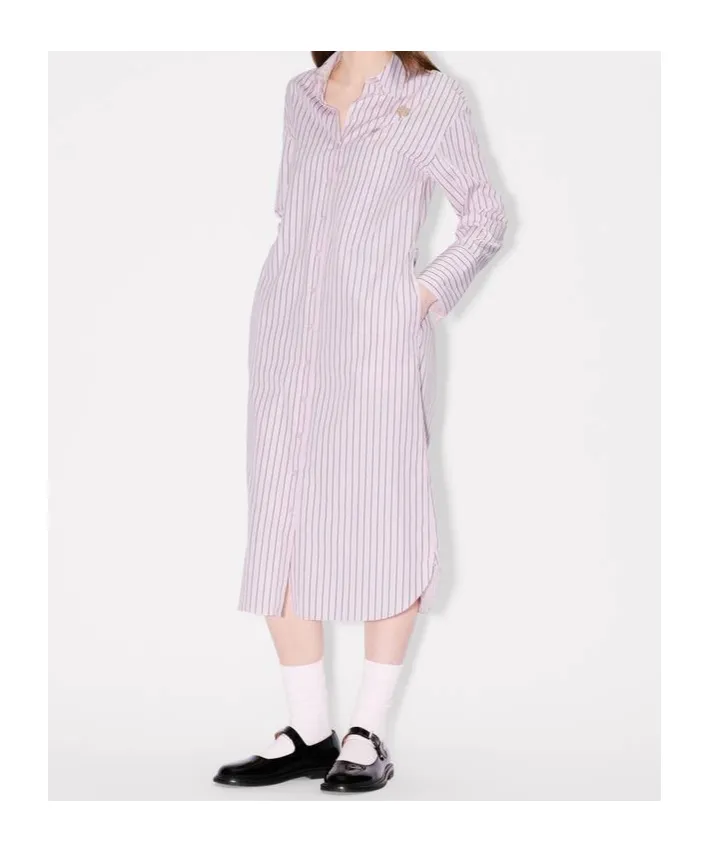 Boke Flower Pin Midi Shirting Dress In Cotton Poplin