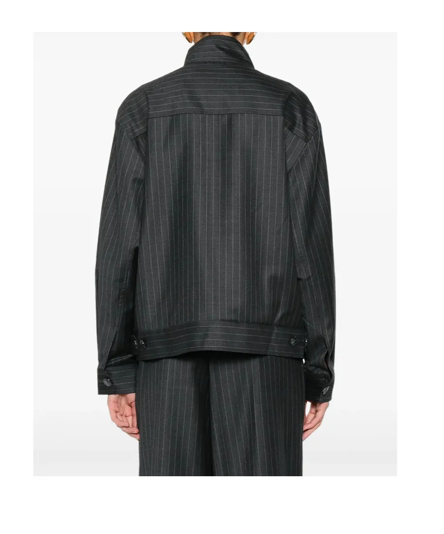 Pinstriped Bomber Jacket