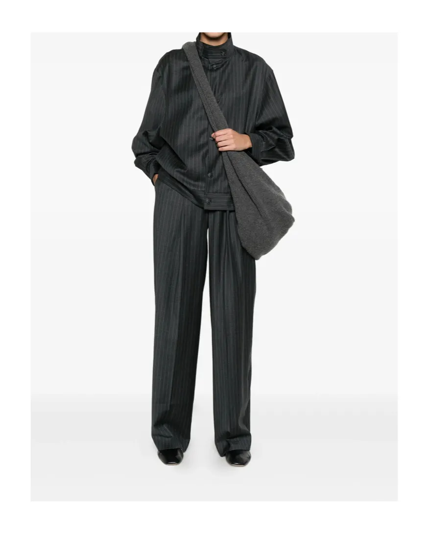 Pinstriped Bomber Jacket
