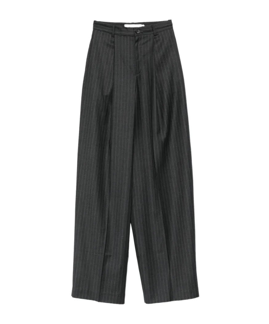 Pinstripe Print Pleated Trousers