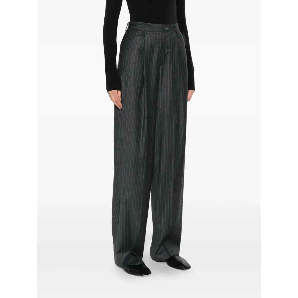 Pinstripe Print Pleated Trousers