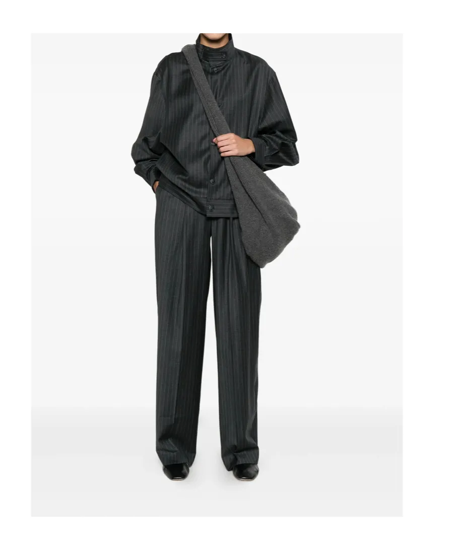 Pinstripe Print Pleated Trousers