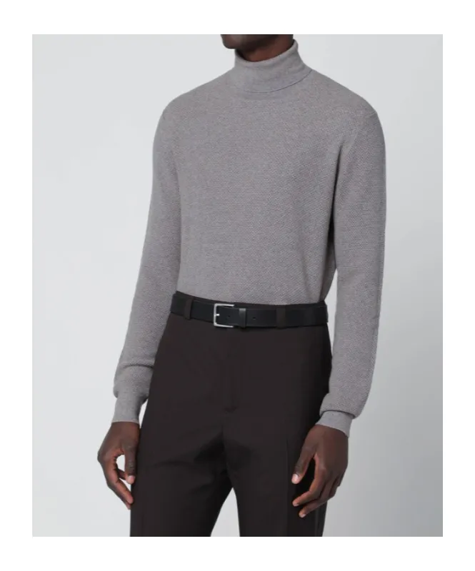 Beige Wool Turtleneck Sweater