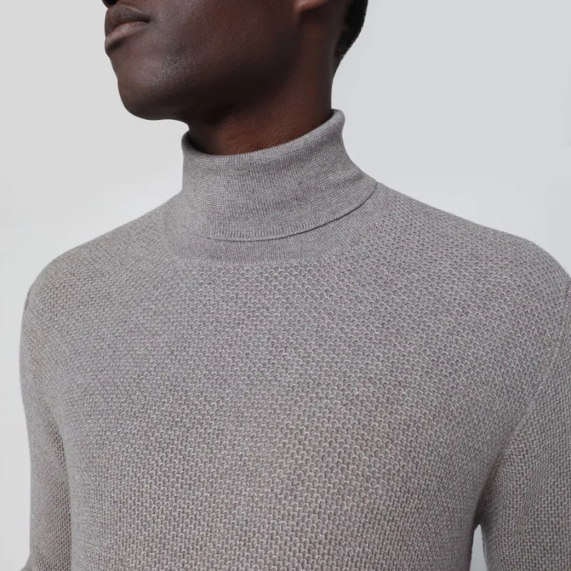 Beige Wool Turtleneck Sweater