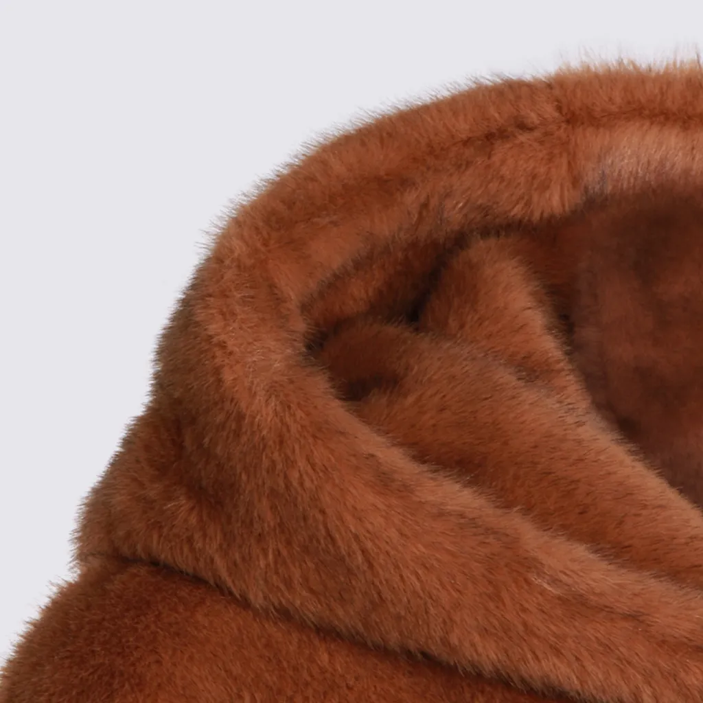 Long-Sleeved Hooded Fur Coat