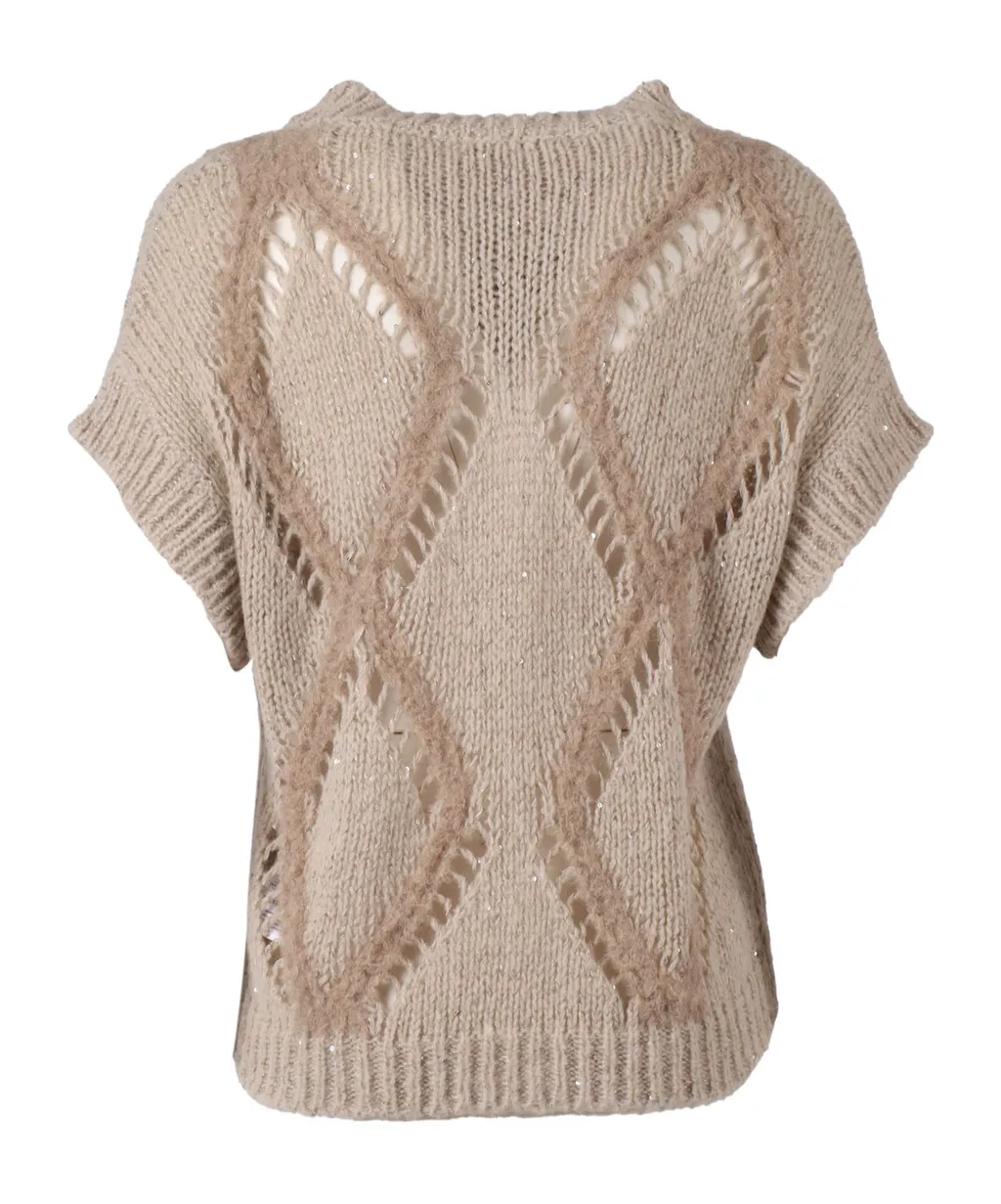 Crew Neck Short-Sleeved Sweater