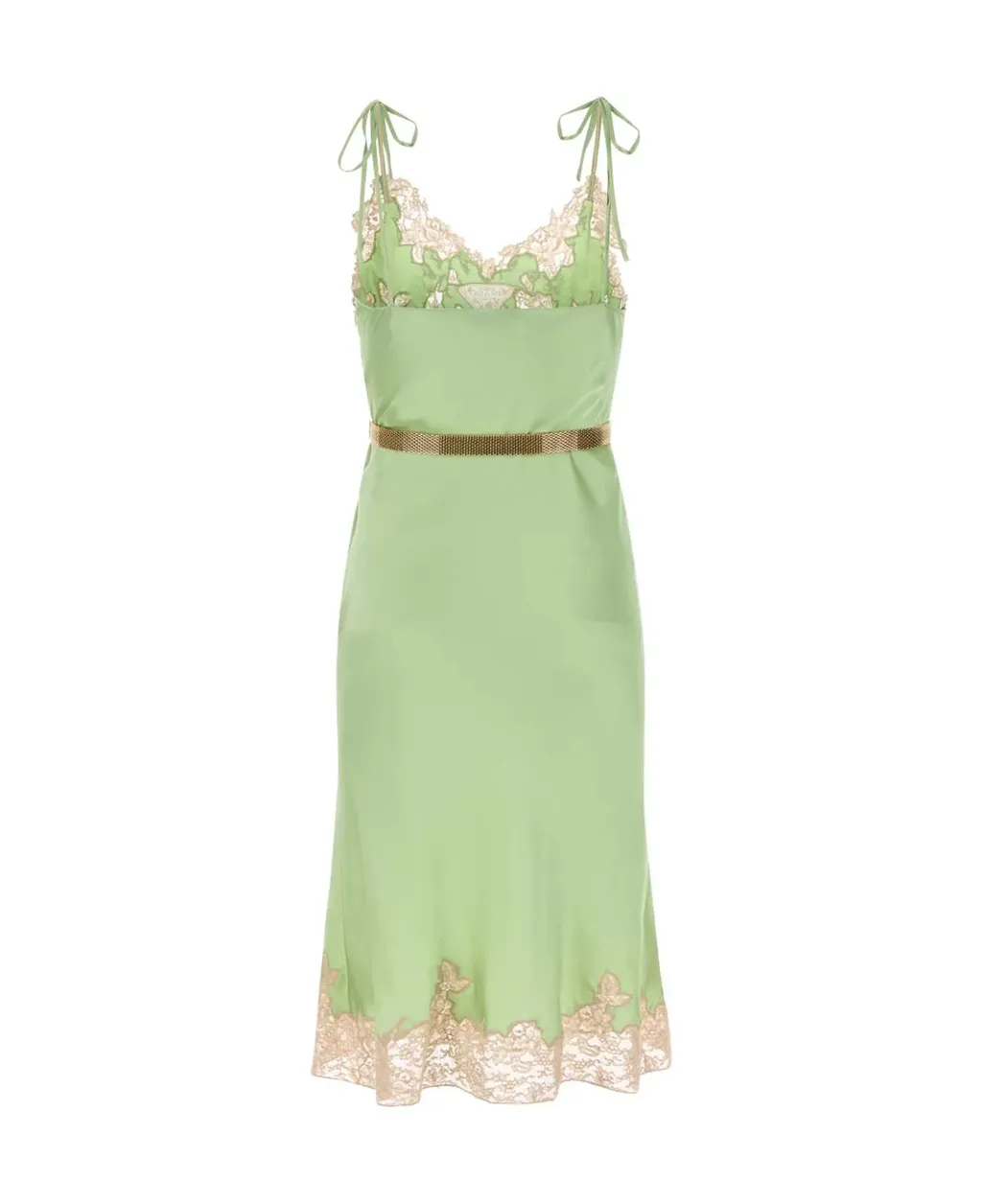 Lace-Detailed Satin Dress