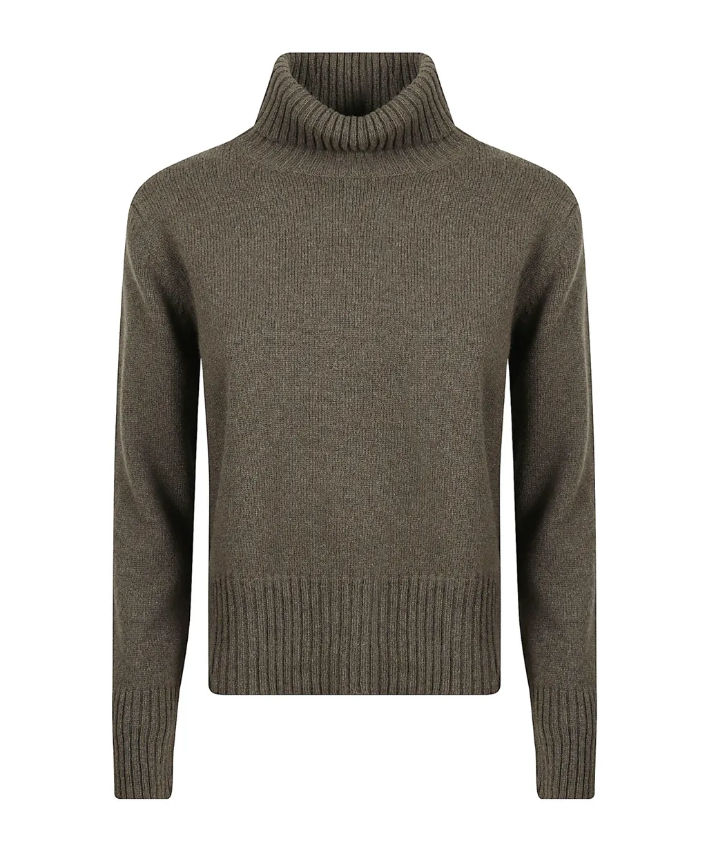 Turtleneck Ribbed-Hem Sweater