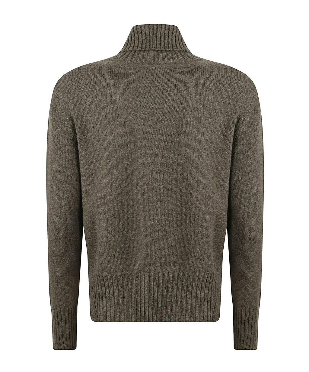 Turtleneck Ribbed-Hem Sweater