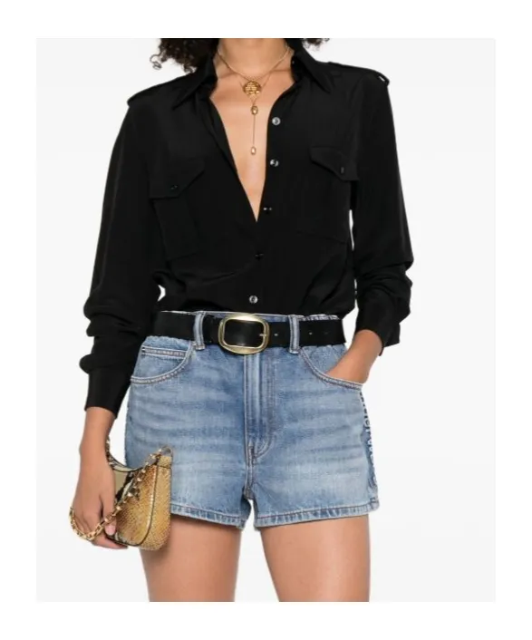 Point-Collar Silk Shirt