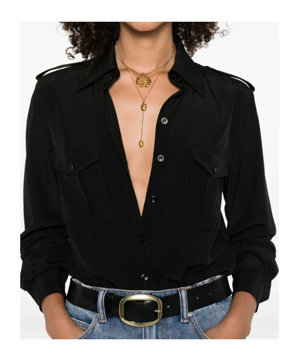 Point-Collar Silk Shirt