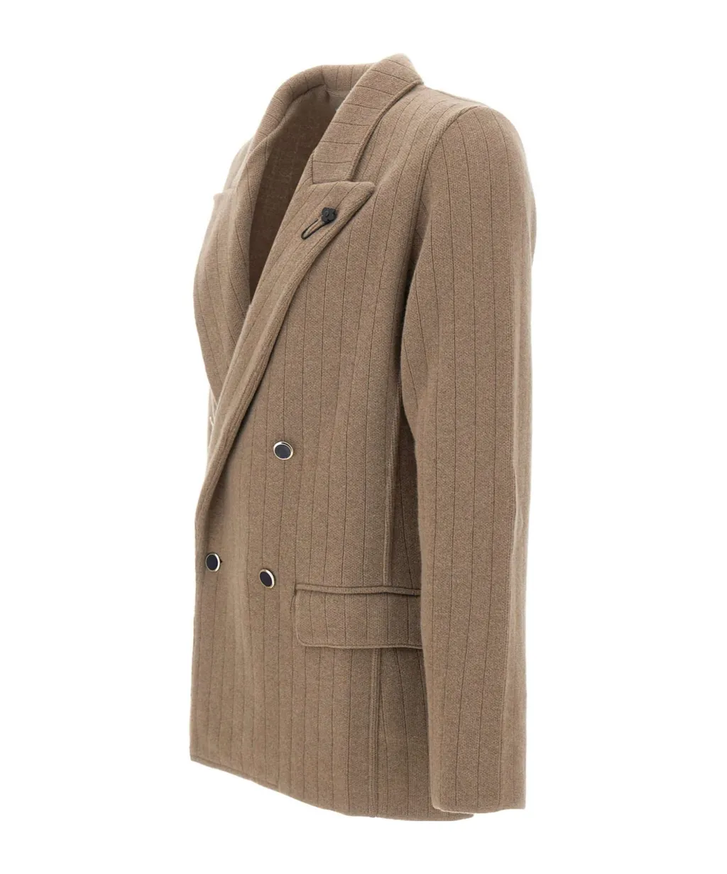 Ribbed Double-Breasted Jacket