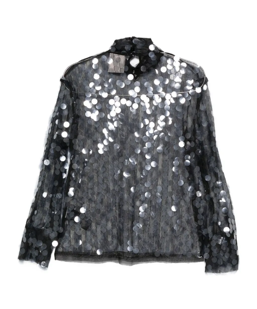 Long-Sleeved Sequined Blouse