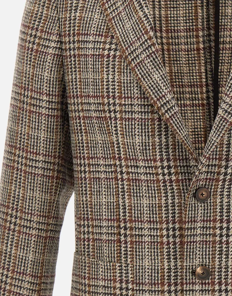 Long-Sleeved Plaid Jacket