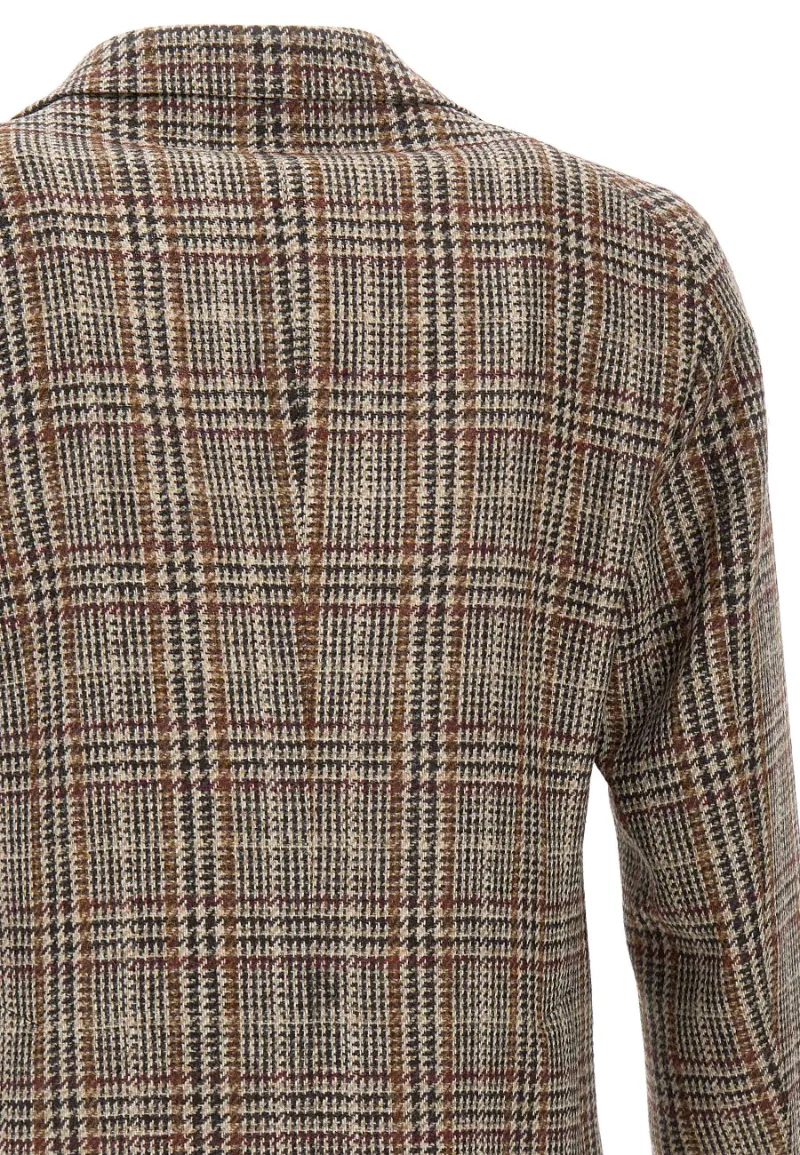 Long-Sleeved Plaid Jacket