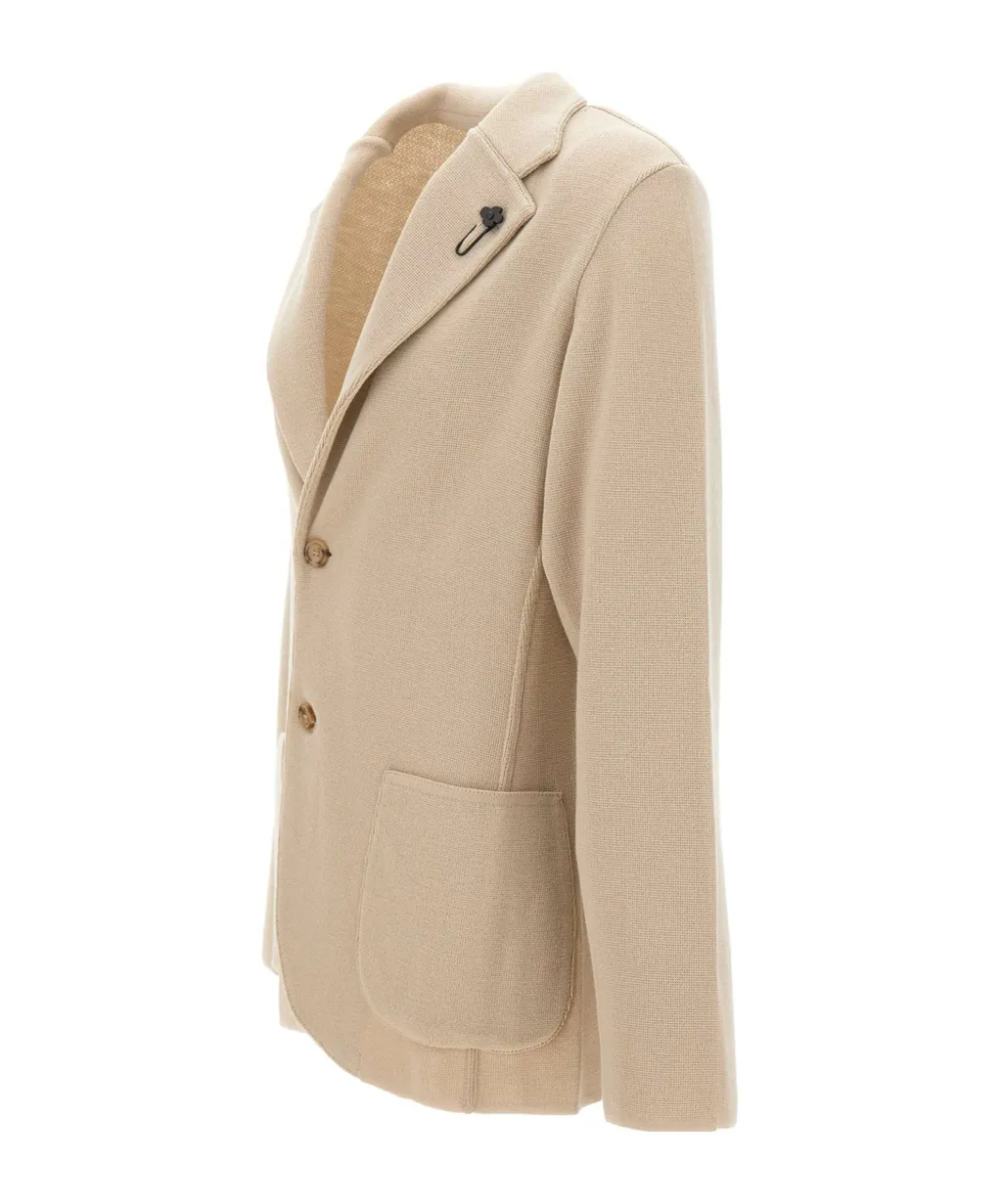 Buttoned Flower-Embellished Blazer