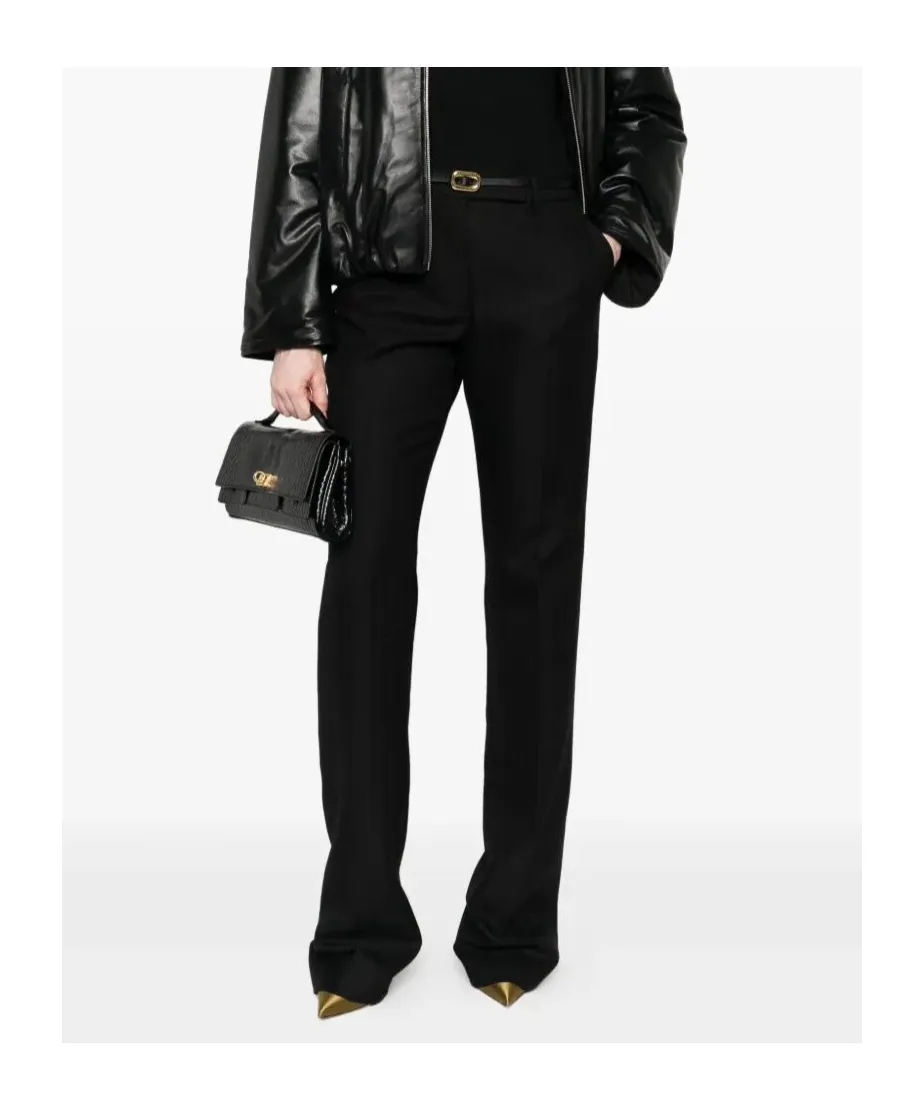 Sharp Herringbone Tailored Straight Pants