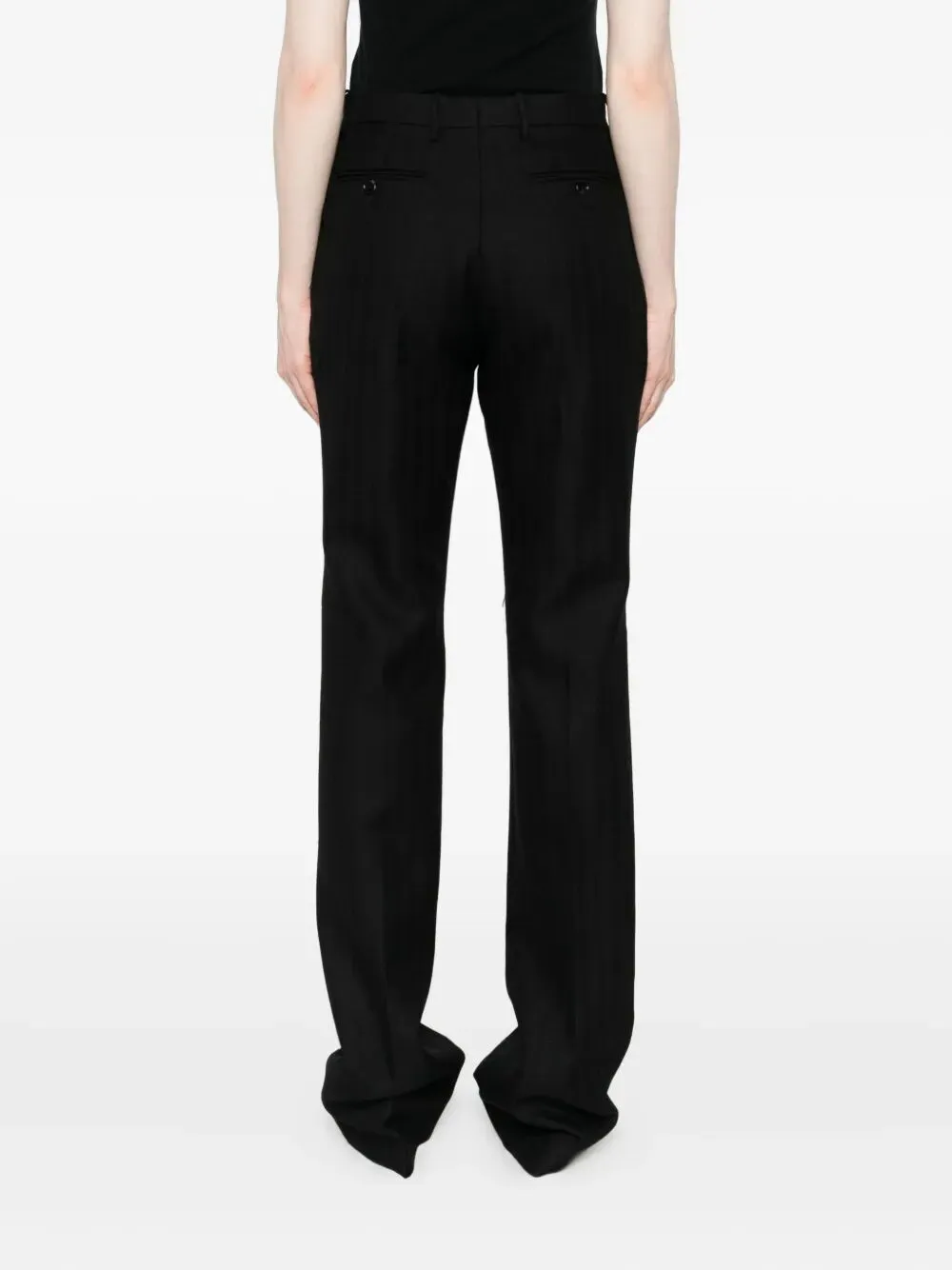 Sharp Herringbone Tailored Straight Pants