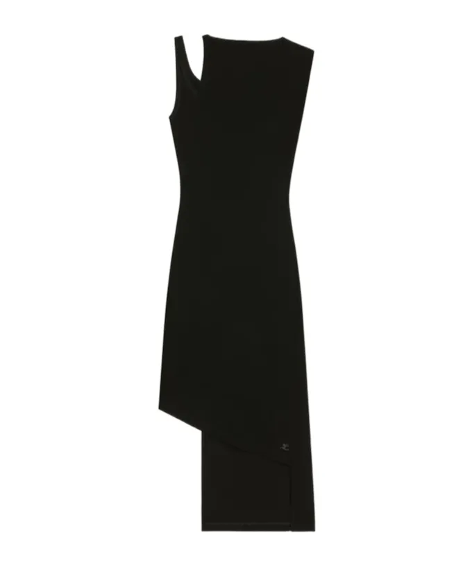 Asymmetrical Ribbed Midi Dress