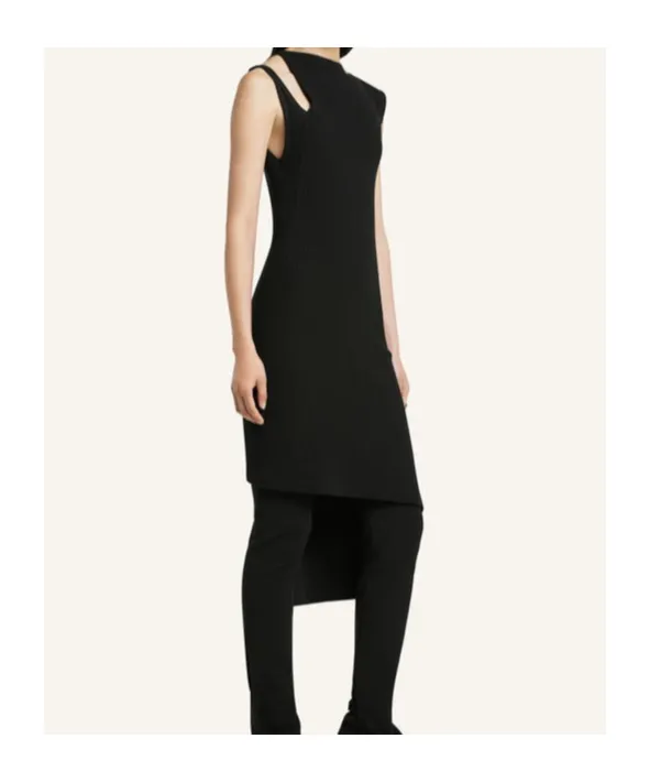 Asymmetrical Ribbed Midi Dress