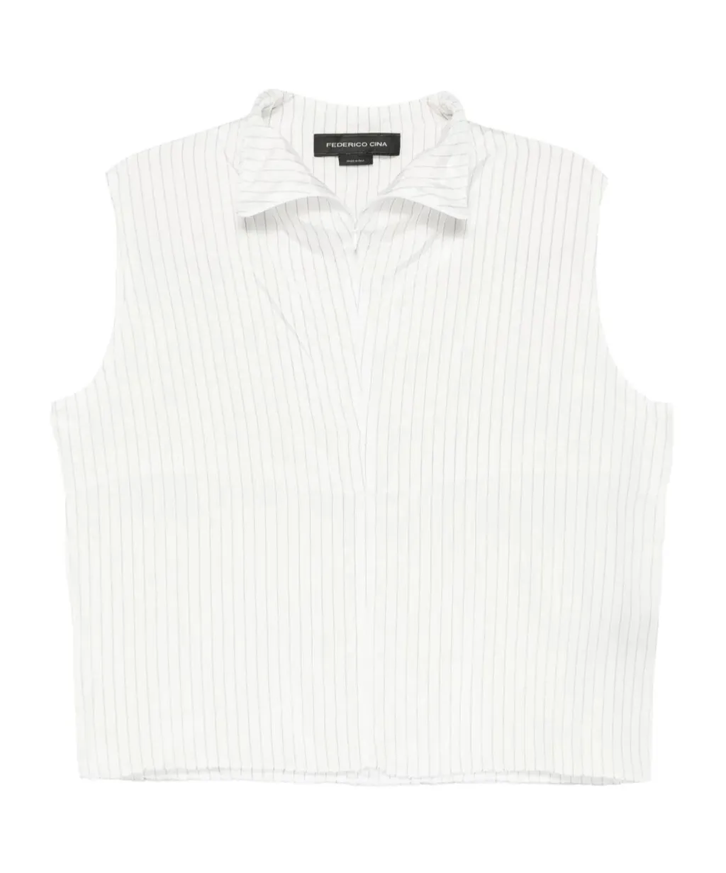 Pinstripe Sleeveless Blouse