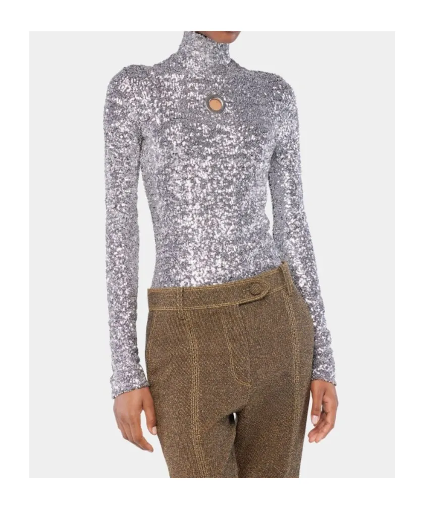 Sequin Turtle-Neck Top