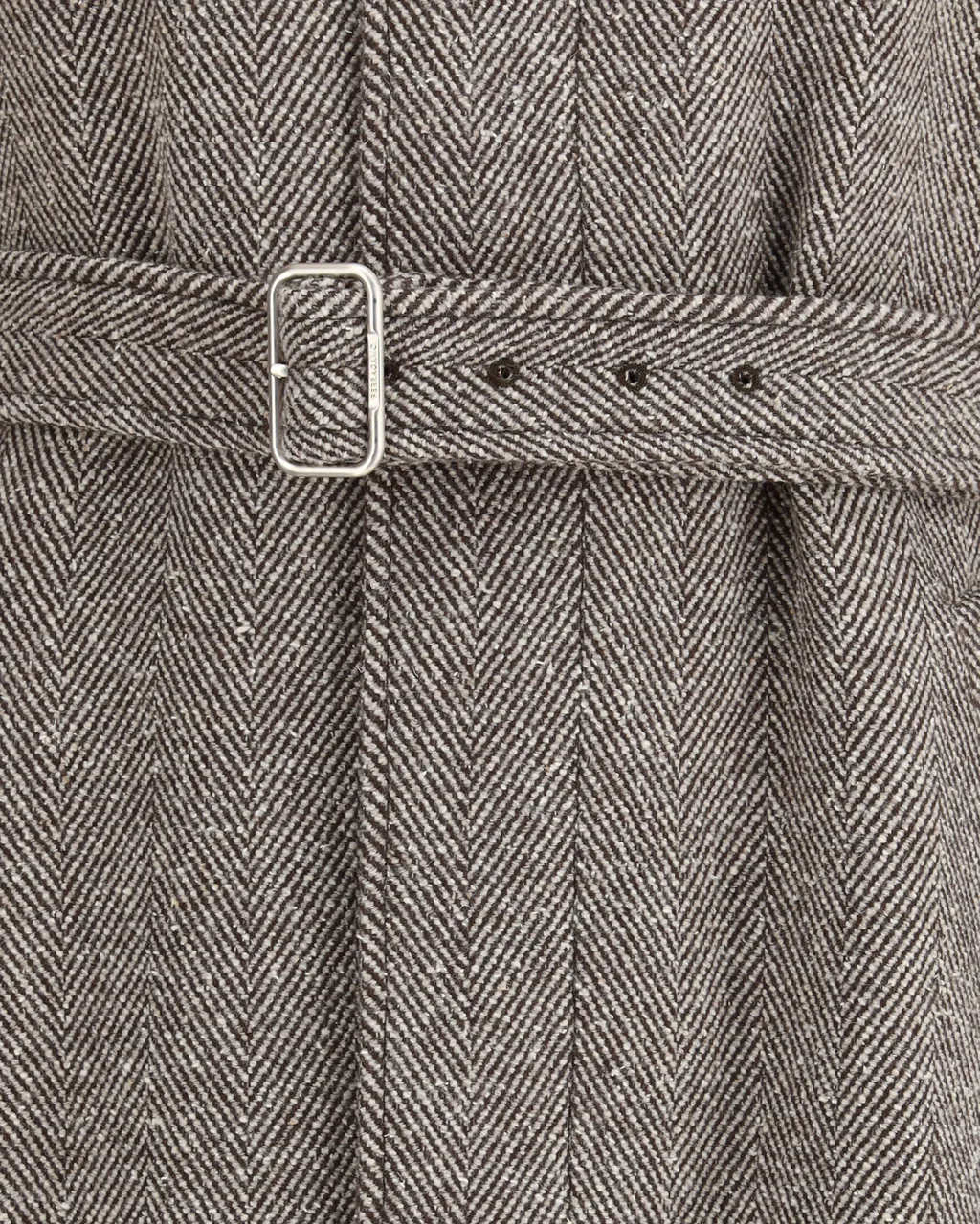 Herringbone Patterned Belted Coat