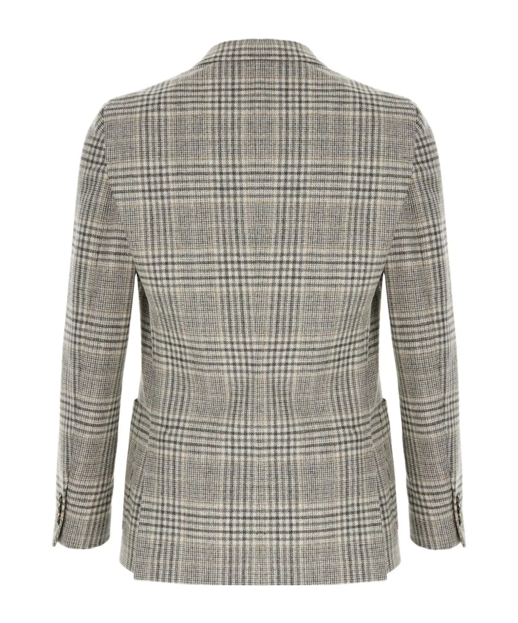Single-Breasted Checked Blazer