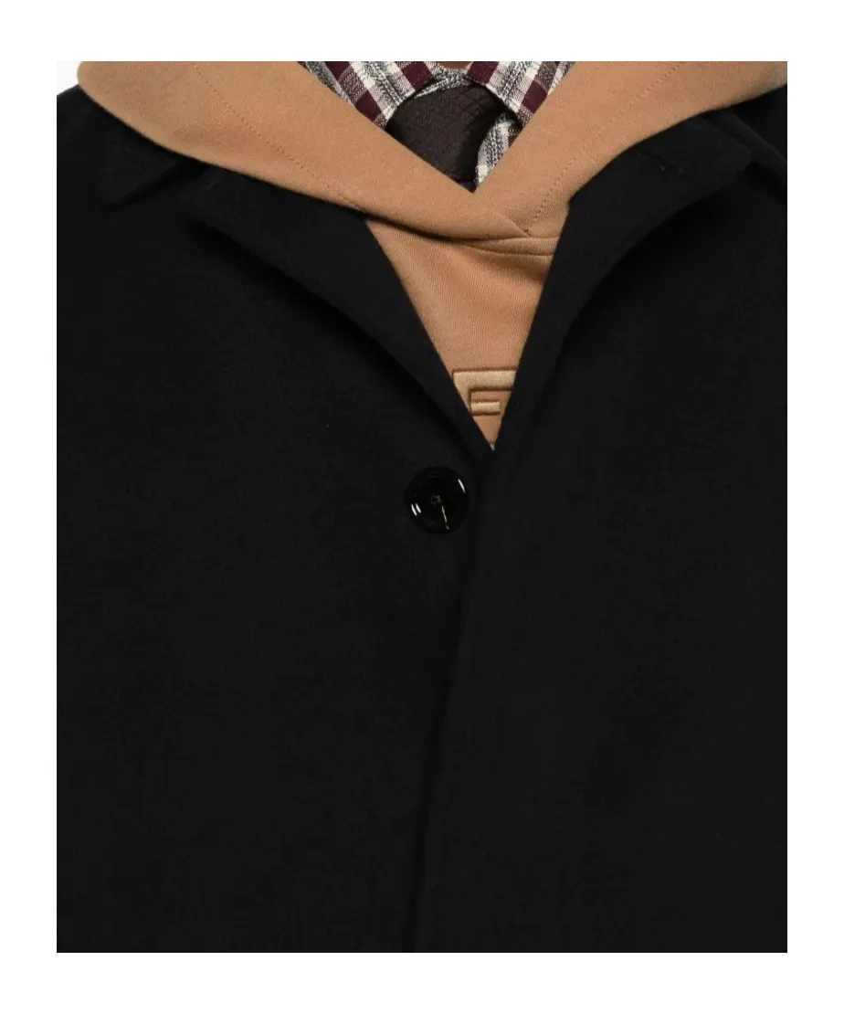 Buttoned Flap-Pocket Coat