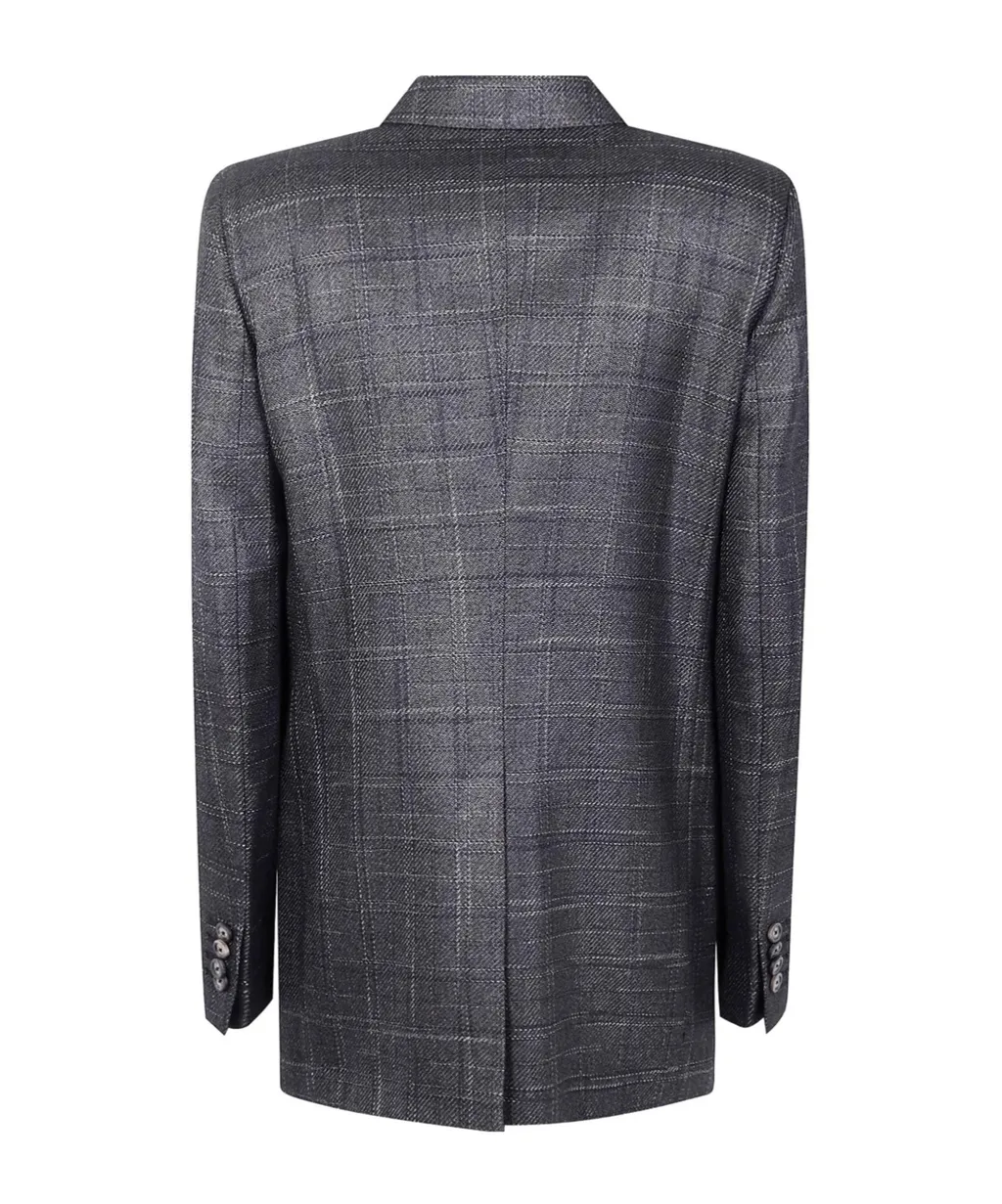 Checked Double-Breasted Jacket