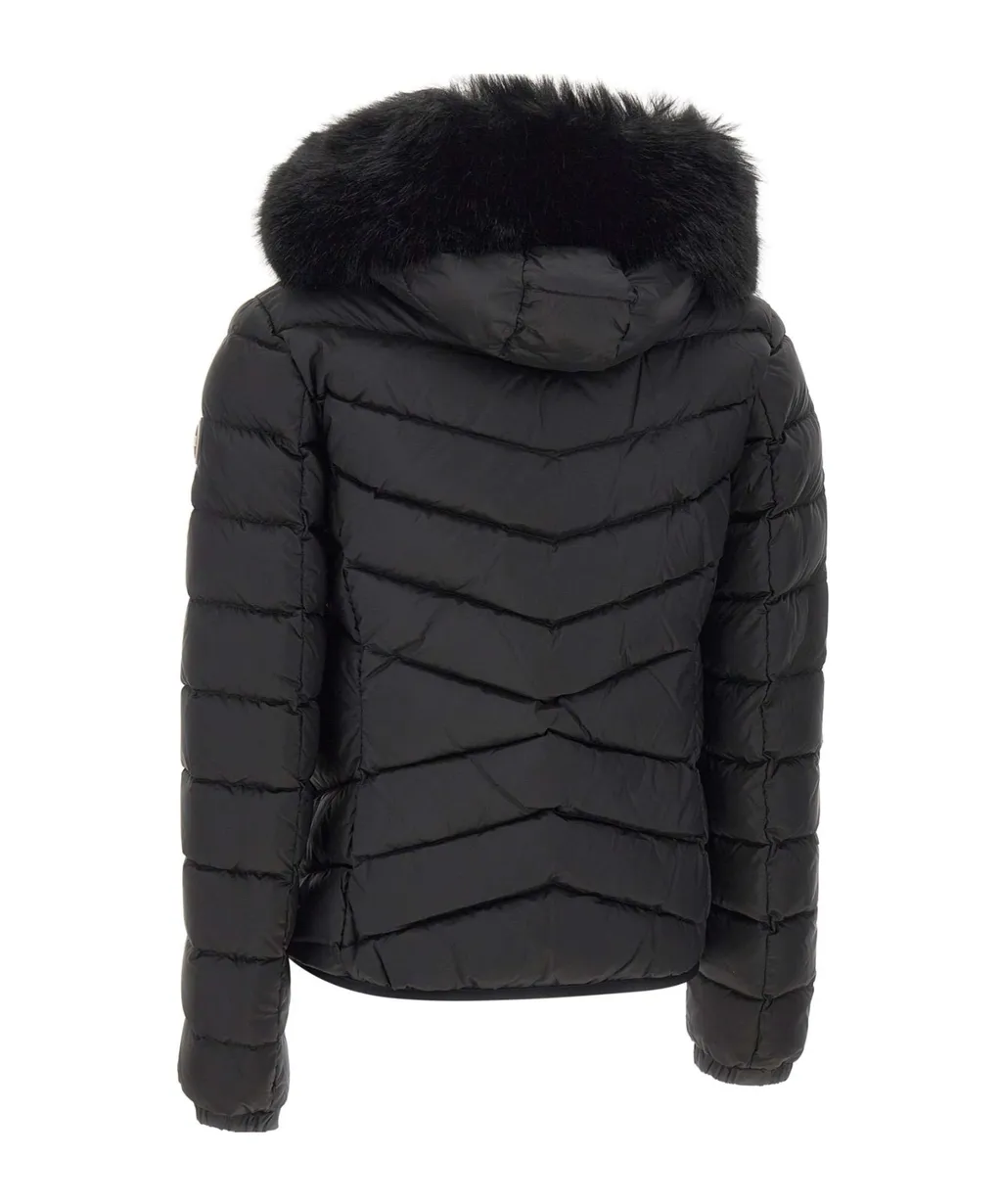 Quilted Down Jacket With Fur Trim