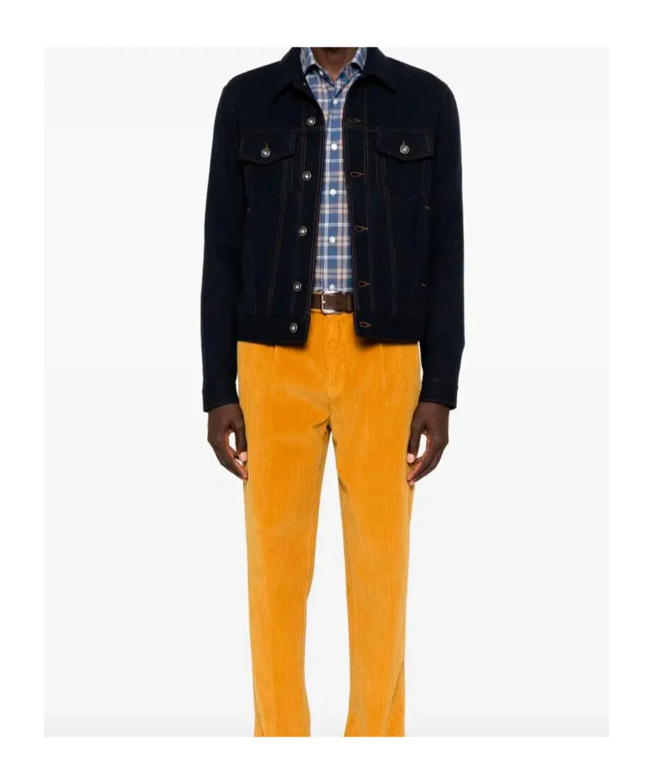 Button-Fastening Flap-Pocket Denim Jacket