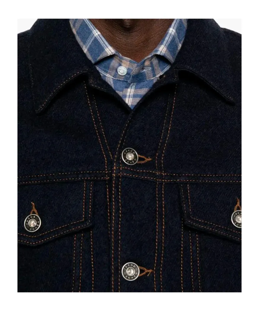 Button-Fastening Flap-Pocket Denim Jacket