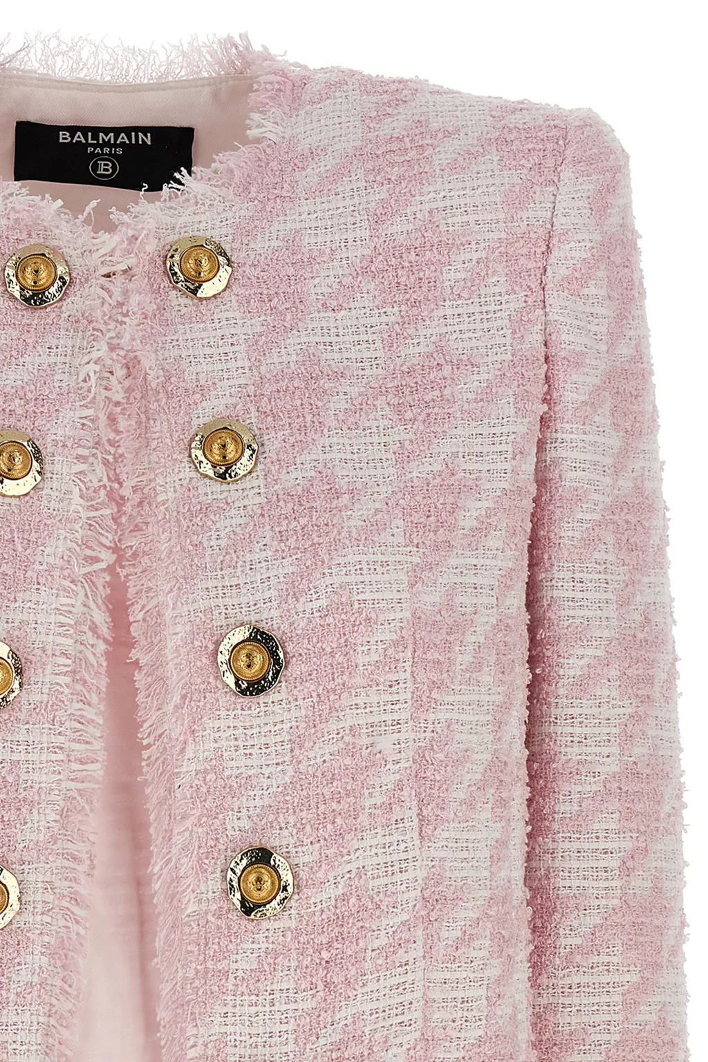 Tweed Frayed-Edge Blazer