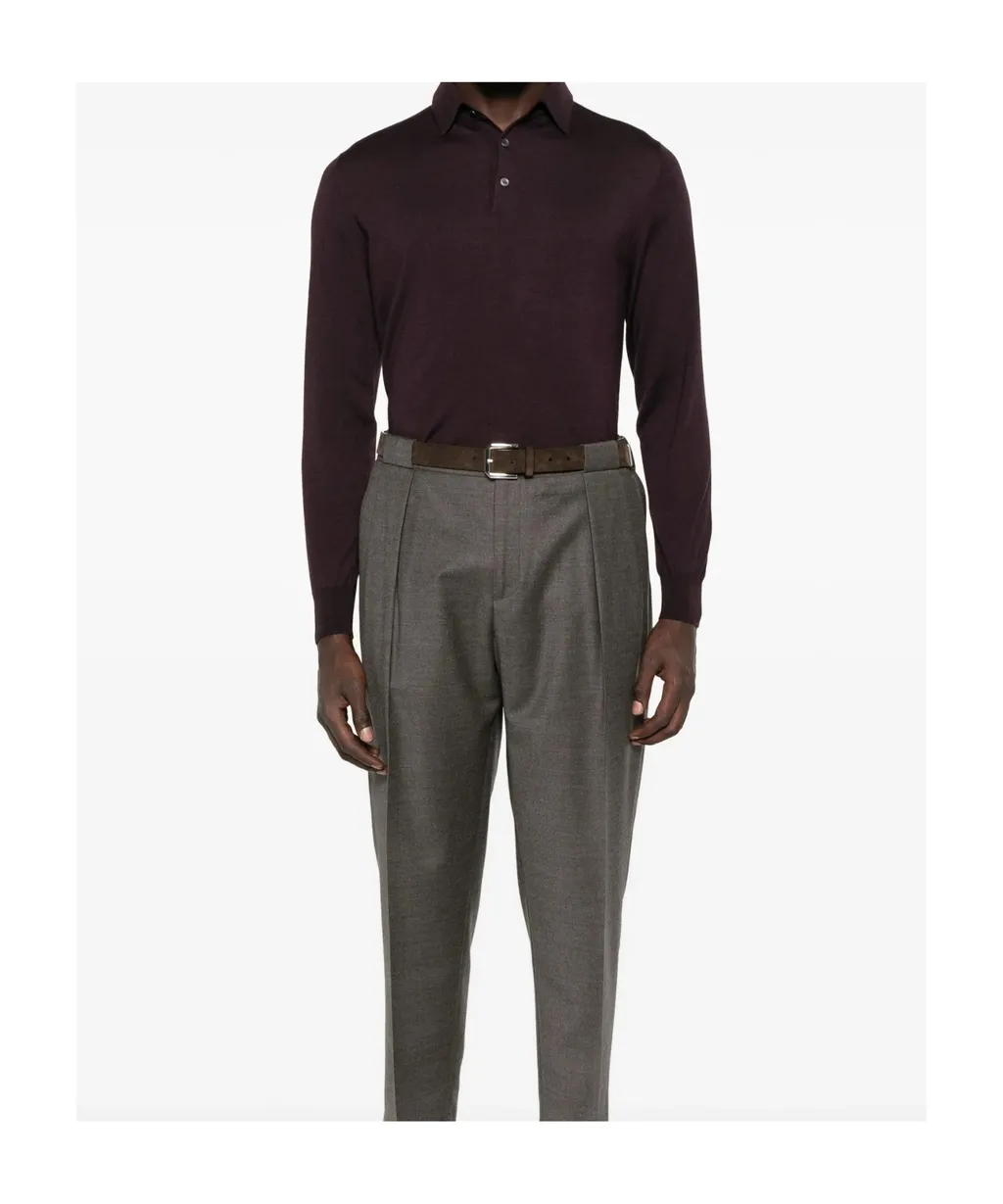 Half-Button Long Sleeved Polo Shirt