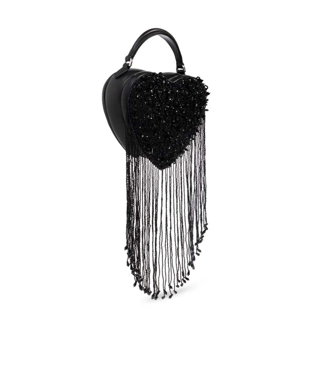 Heart-Shaped Beaded Tote Bag