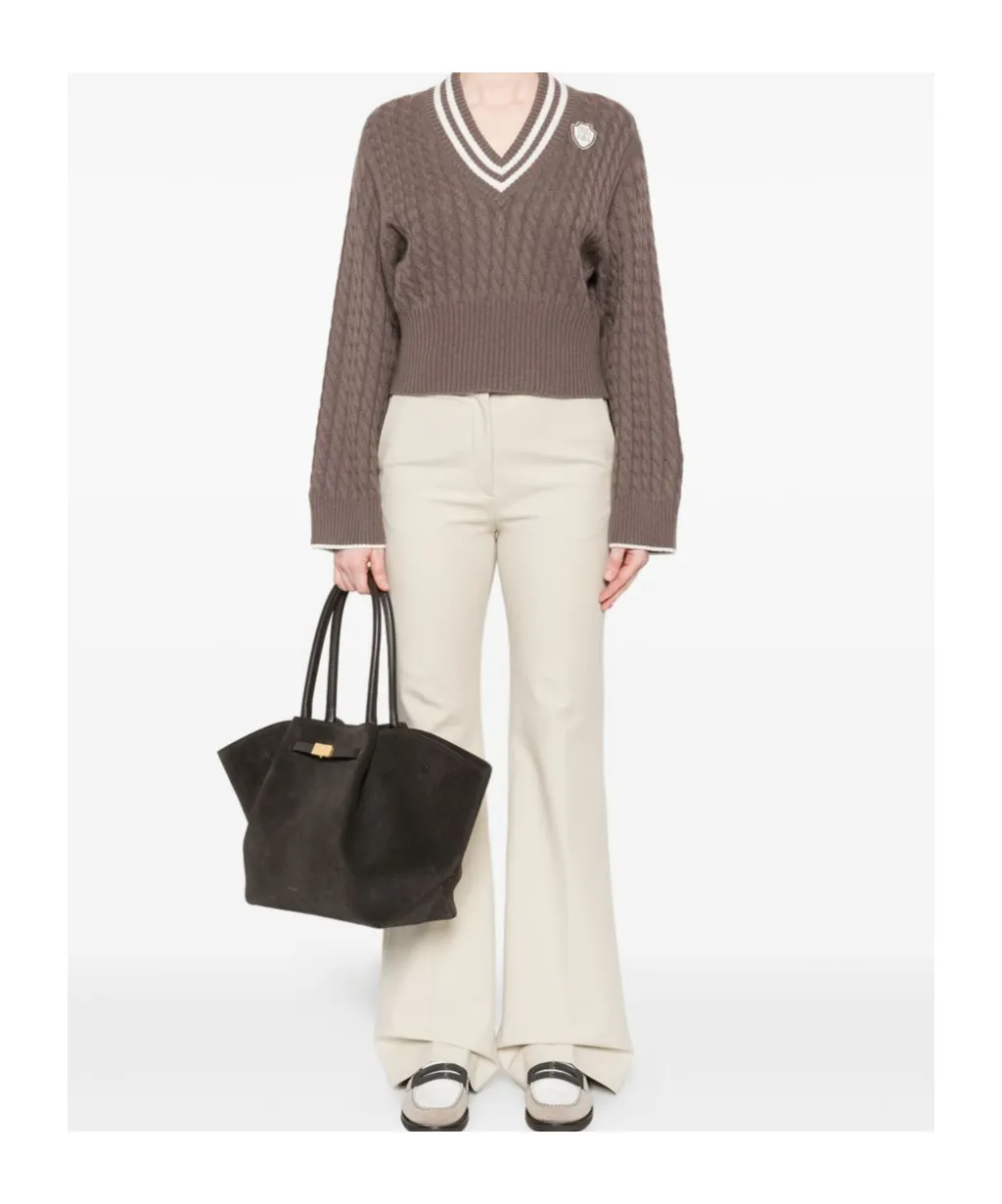 Cable-Knit V-Neck Sweater