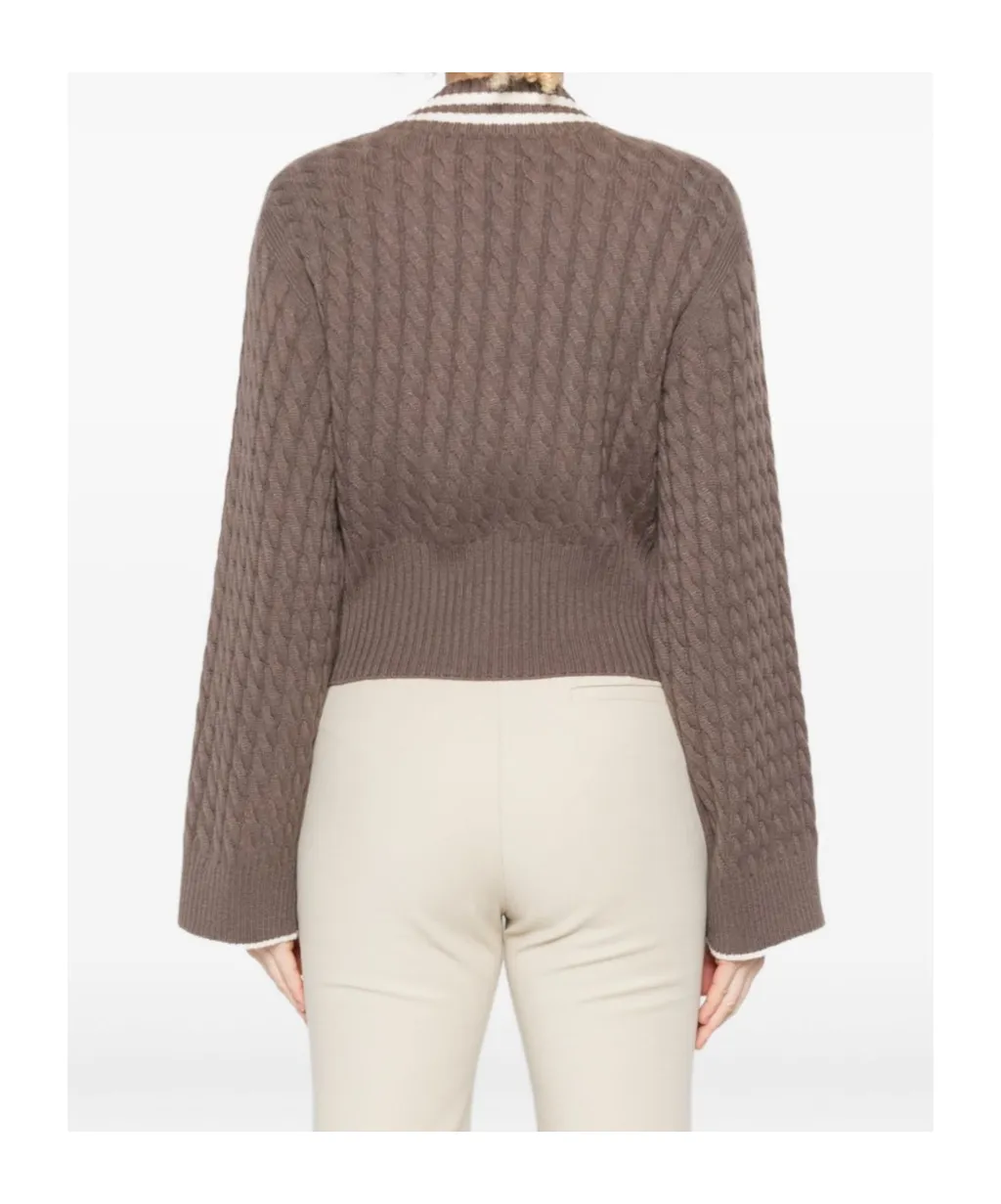 Cable-Knit V-Neck Sweater