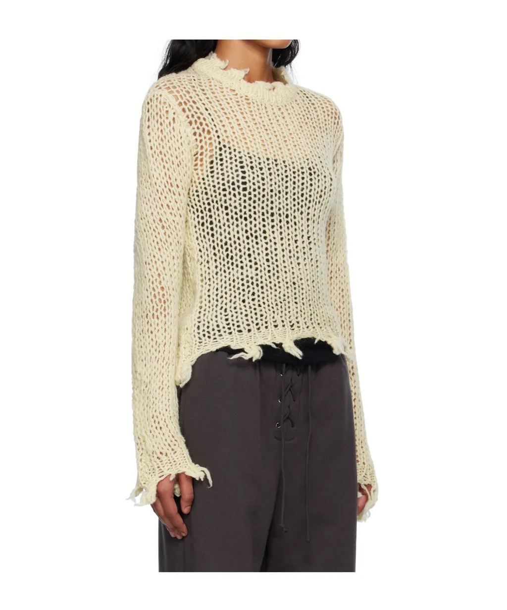 Distressed Crop Knit Top